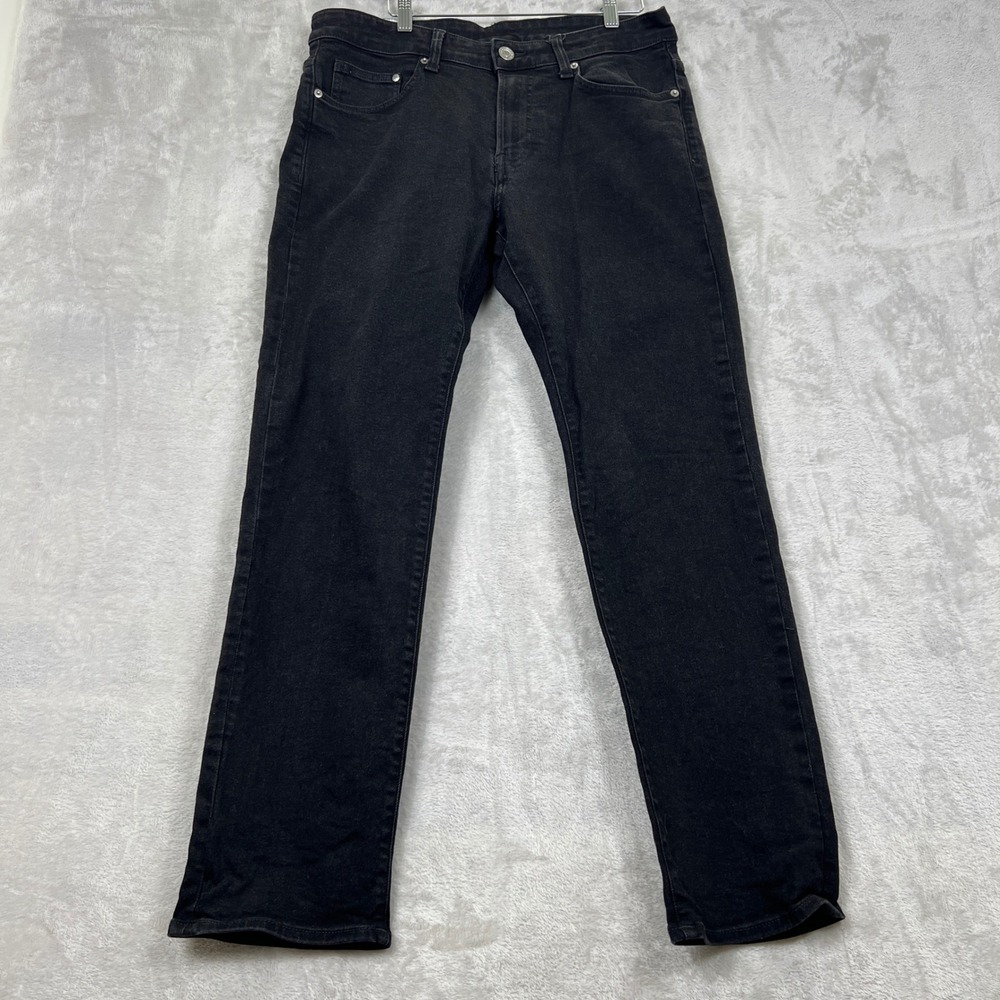 H&M Straight Regular Fit Jeans Black Denim 34/32 Fits Mens 34x29